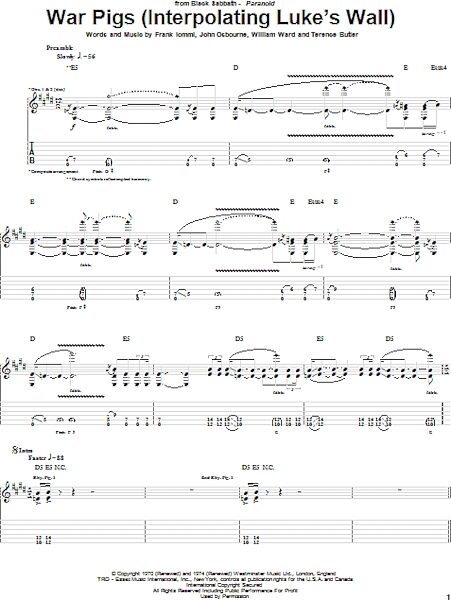 open zoom image for War Pigs (Interpolating Luke's Wall) - Guitar TAB, New, Main