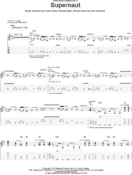 open zoom image for Supernaut - Guitar TAB, New, Main