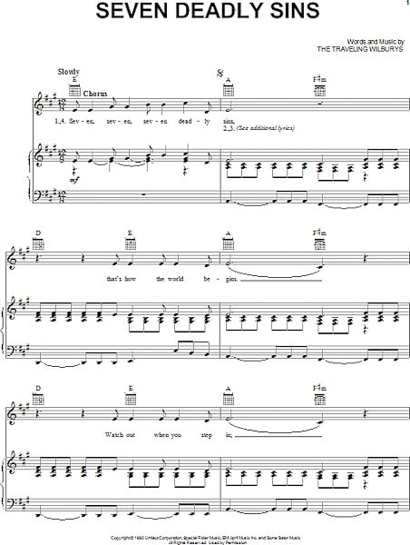 open zoom image for Seven Deadly Sins - Piano/Vocal/Guitar, New, Main
