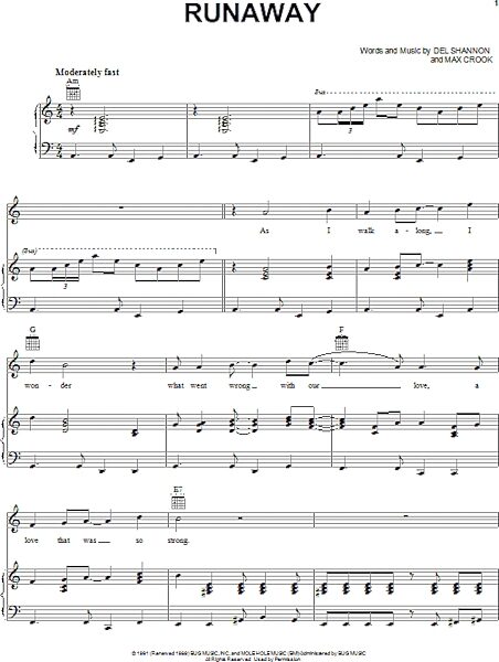 open zoom image for Runaway - Piano/Vocal/Guitar, New, Main