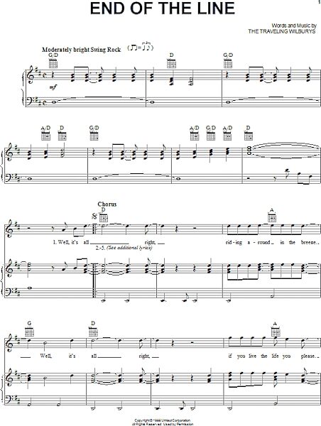 open zoom image for End Of The Line - Piano/Vocal/Guitar, New, Main