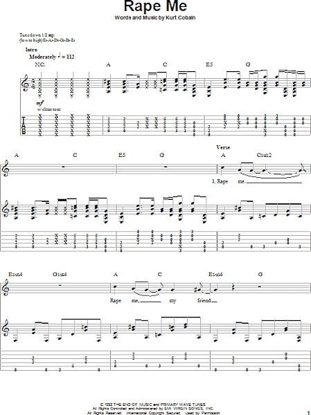 open zoom image for Rape Me - Guitar Tab Play-Along, New, Main