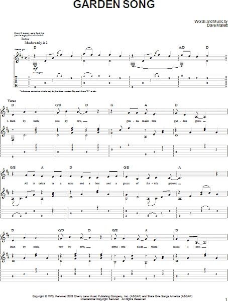 open zoom image for Garden Song - Guitar TAB, New, Main
