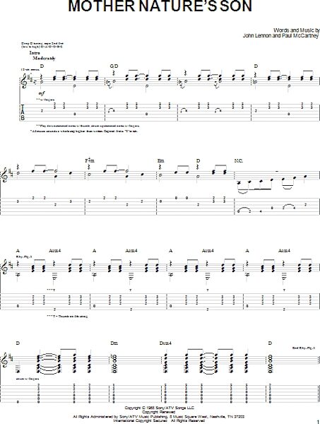 open zoom image for Mother Nature's Son - Guitar TAB, New, Main
