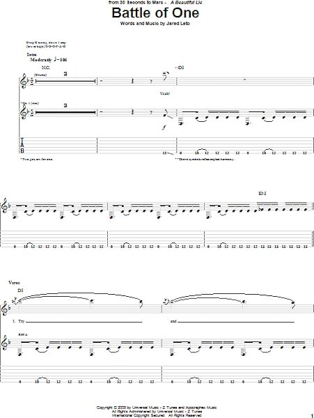 open zoom image for Battle Of One - Guitar TAB, New, Main