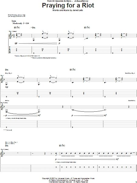 open zoom image for Praying For A Riot - Guitar TAB, New, Main