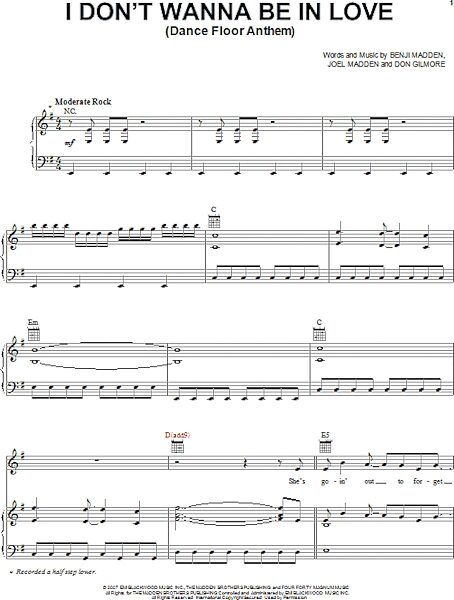 open zoom image for I Don't Wanna Be In Love (Dance Floor Anthem) - Piano/Vocal/Guitar, New, Main