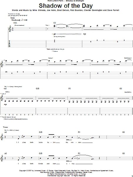 open zoom image for Shadow Of The Day - Guitar TAB, New, Main