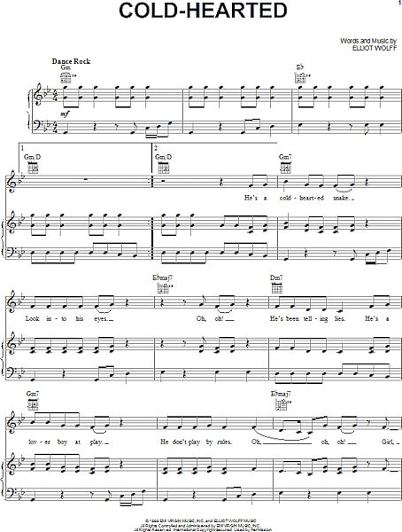 open zoom image for Cold-Hearted - Piano/Vocal/Guitar, New, Main