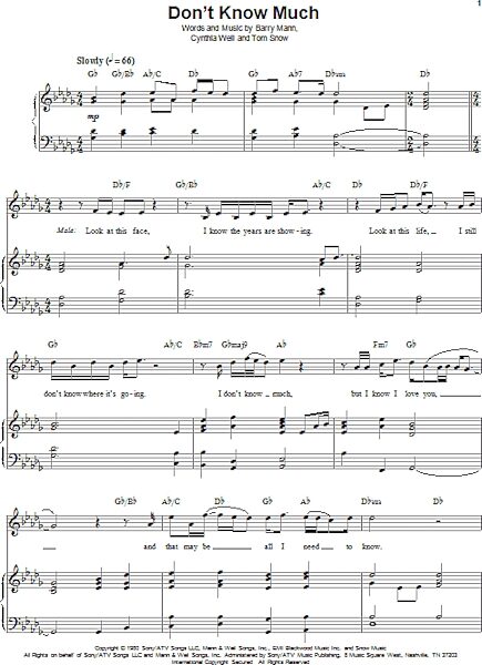 open zoom image for Don't Know Much - Piano Vocal, New, Main