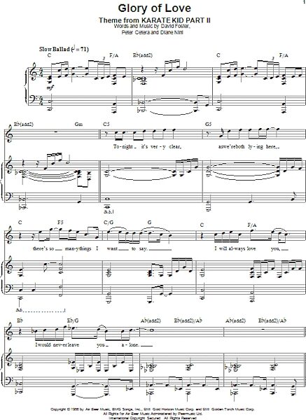 open zoom image for Glory Of Love - Piano Vocal, New, Main