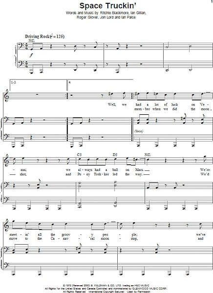 open zoom image for Space Truckin' - Piano Vocal, New, Main