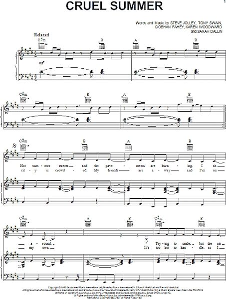 open zoom image for Cruel Summer - Piano/Vocal/Guitar, New, Main