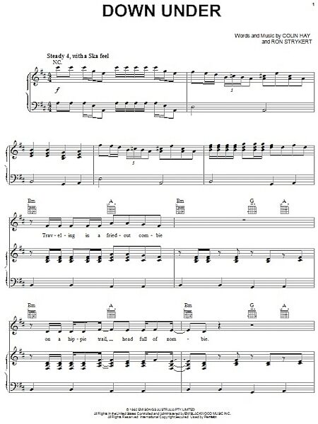 open zoom image for Down Under - Piano/Vocal/Guitar, New, Main