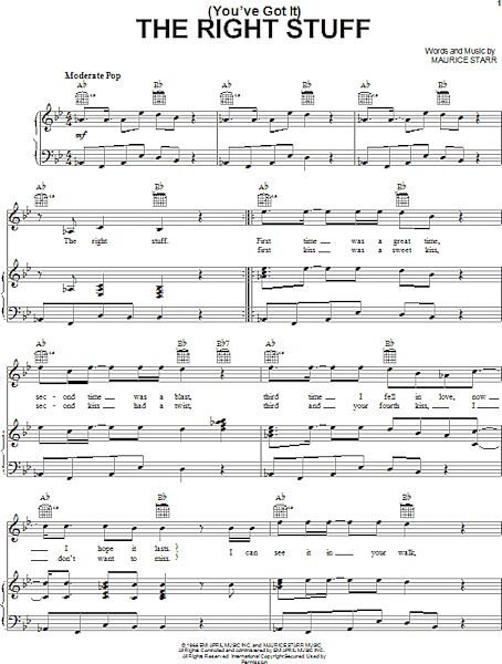 open zoom image for (You've Got It) The Right Stuff - Piano/Vocal/Guitar, New, Main