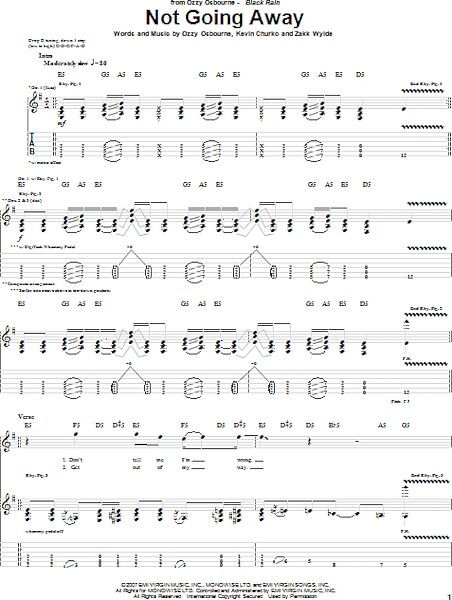 open zoom image for Not Going Away - Guitar TAB, New, Main