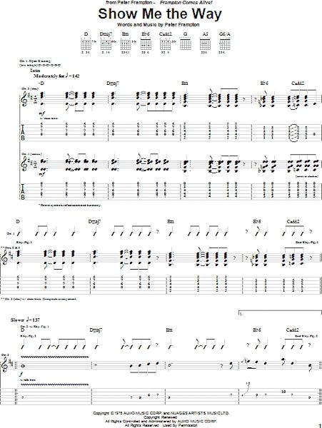 open zoom image for Show Me The Way - Guitar TAB, New, Main
