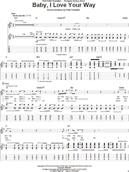 open zoom image for Baby, I Love Your Way - Guitar TAB, New, Main