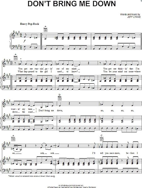 open zoom image for Don't Bring Me Down - Piano/Vocal/Guitar, New, Main