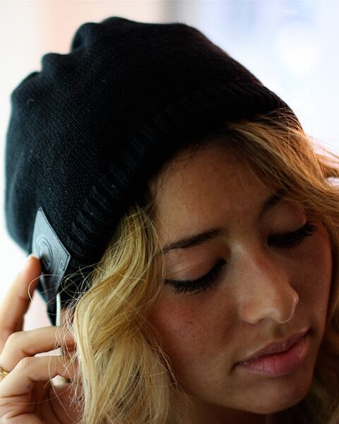 open zoom image for Aerial7 Sound Disk Beanie, Knit Black Glamour View