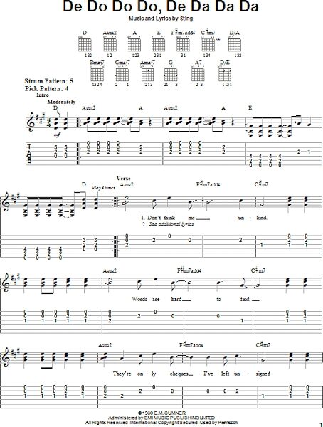 open zoom image for De Do Do Do, De Da Da Da - Easy Guitar with TAB, New, Main