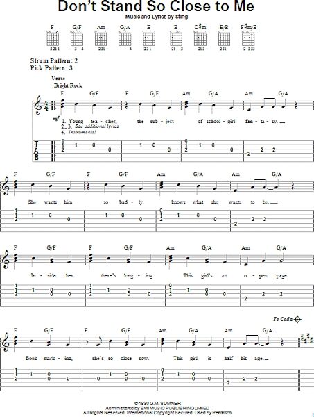 open zoom image for Don't Stand So Close To Me - Easy Guitar with TAB, New, Main