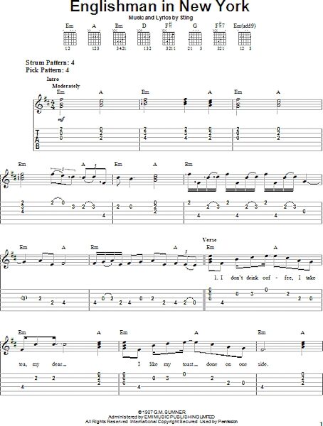 open zoom image for Englishman In New York - Easy Guitar with TAB, New, Main