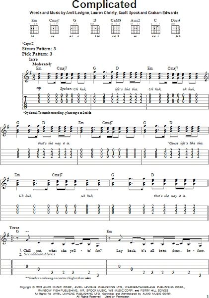 open zoom image for Complicated - Easy Guitar, New, Main