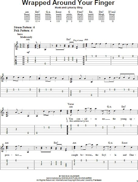 open zoom image for Wrapped Around Your Finger - Easy Guitar with TAB, New, Main