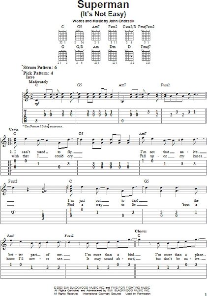 open zoom image for Superman (It's Not Easy) - Easy Guitar, New, Main
