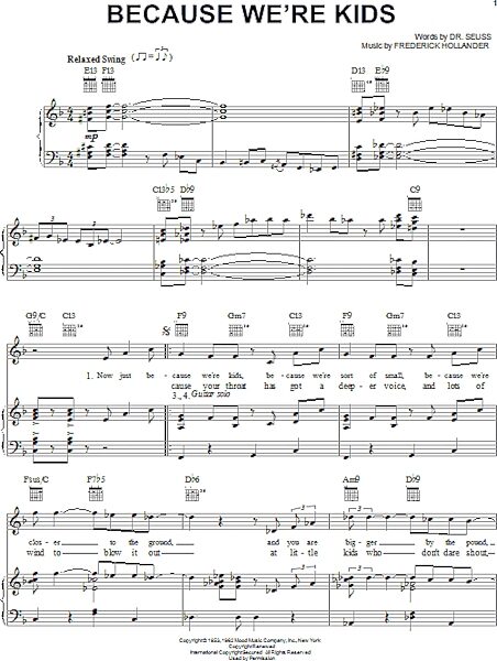 open zoom image for Because We're Kids - Piano/Vocal/Guitar, New, Main