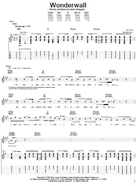 open zoom image for Wonderwall - Guitar TAB, New, Main