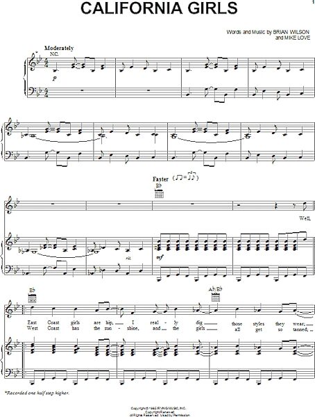 open zoom image for California Girls - Piano/Vocal/Guitar, New, Main