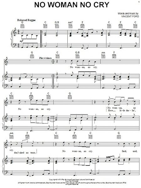 open zoom image for No Woman No Cry - Piano/Vocal/Guitar, New, Main
