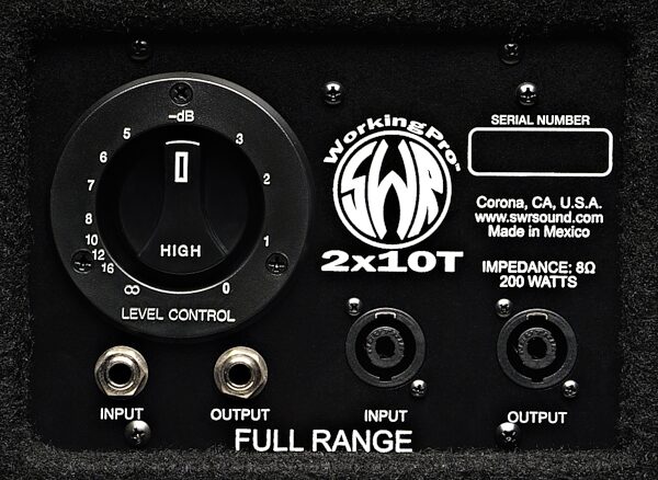 open zoom image for SWR WorkingPro 2X10 Bass Cabinet (200 Watts, 2x10 in.), Input Output Panel