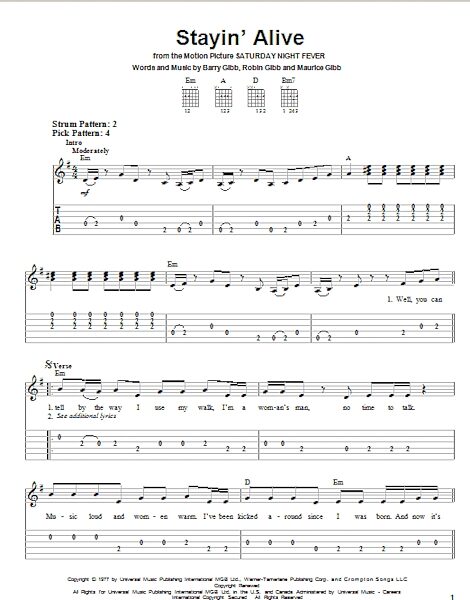 open zoom image for Stayin' Alive - Easy Guitar with TAB, New, Main