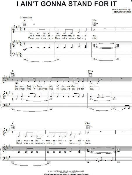 open zoom image for I Ain't Gonna Stand For It - Piano/Vocal/Guitar, New, Main