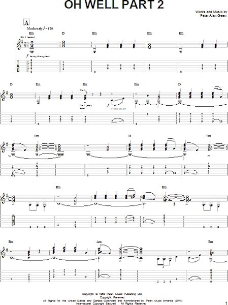 open zoom image for Oh Well Part 2 - Guitar TAB, New, Main