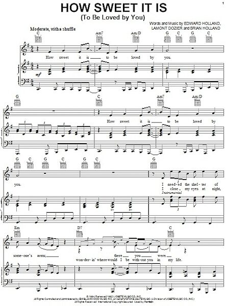 open zoom image for How Sweet It Is (To Be Loved By You) - Piano/Vocal/Guitar, New, Main