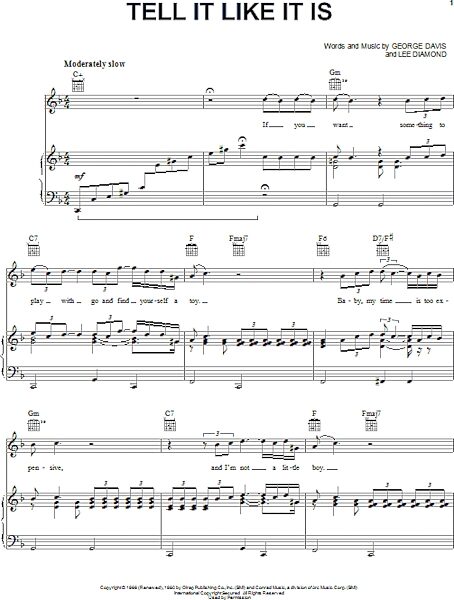 open zoom image for Tell It Like It Is - Piano/Vocal/Guitar, New, Main