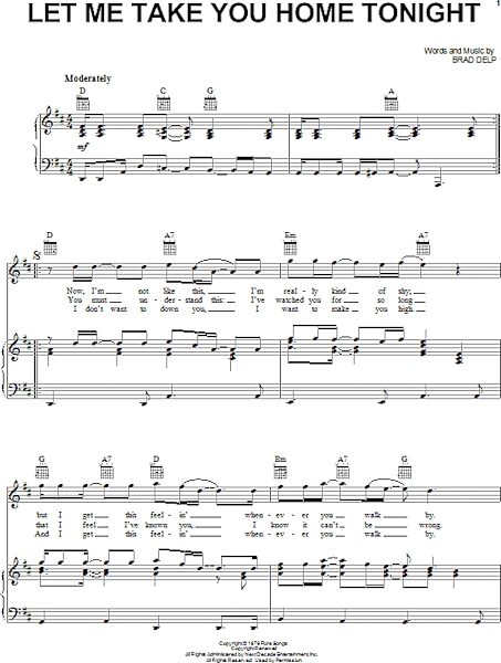 open zoom image for Let Me Take You Home Tonight - Piano/Vocal/Guitar, New, Main