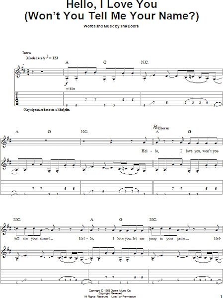 open zoom image for Hello, I Love You (Won't You Tell Me Your Name?) - Guitar Tab Play-Along, New, Main