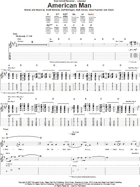 open zoom image for American Man - Guitar TAB, New, Main