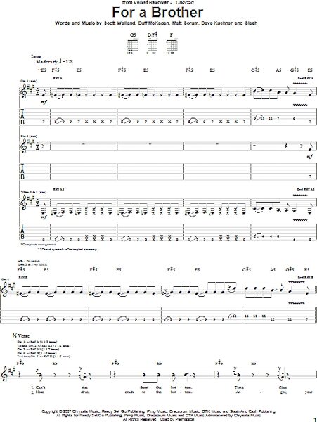 open zoom image for For A Brother - Guitar TAB, New, Main