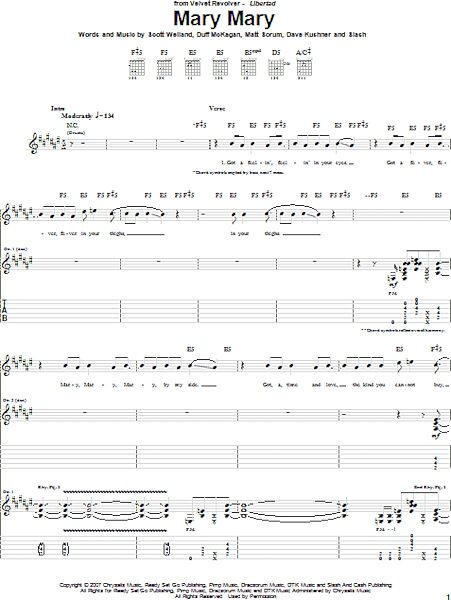 open zoom image for Mary Mary - Guitar TAB, New, Main