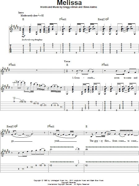 open zoom image for Melissa - Guitar Tab Play-Along, New, Main