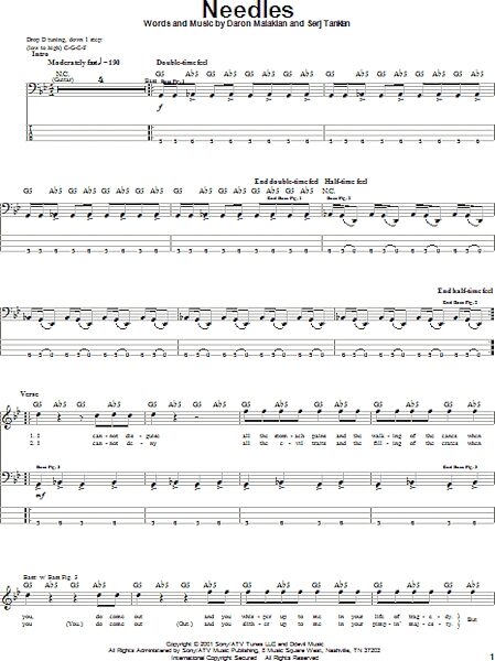 open zoom image for Needles - Bass Tab, New, Main