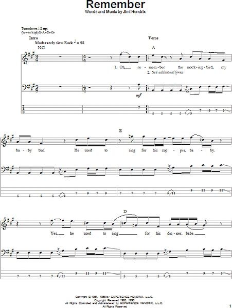 open zoom image for Remember - Bass Tab, New, Main