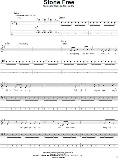open zoom image for Stone Free - Bass Tab, New, Main