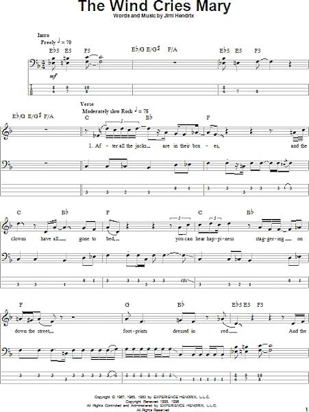 open zoom image for The Wind Cries Mary - Bass Tab, New, Main